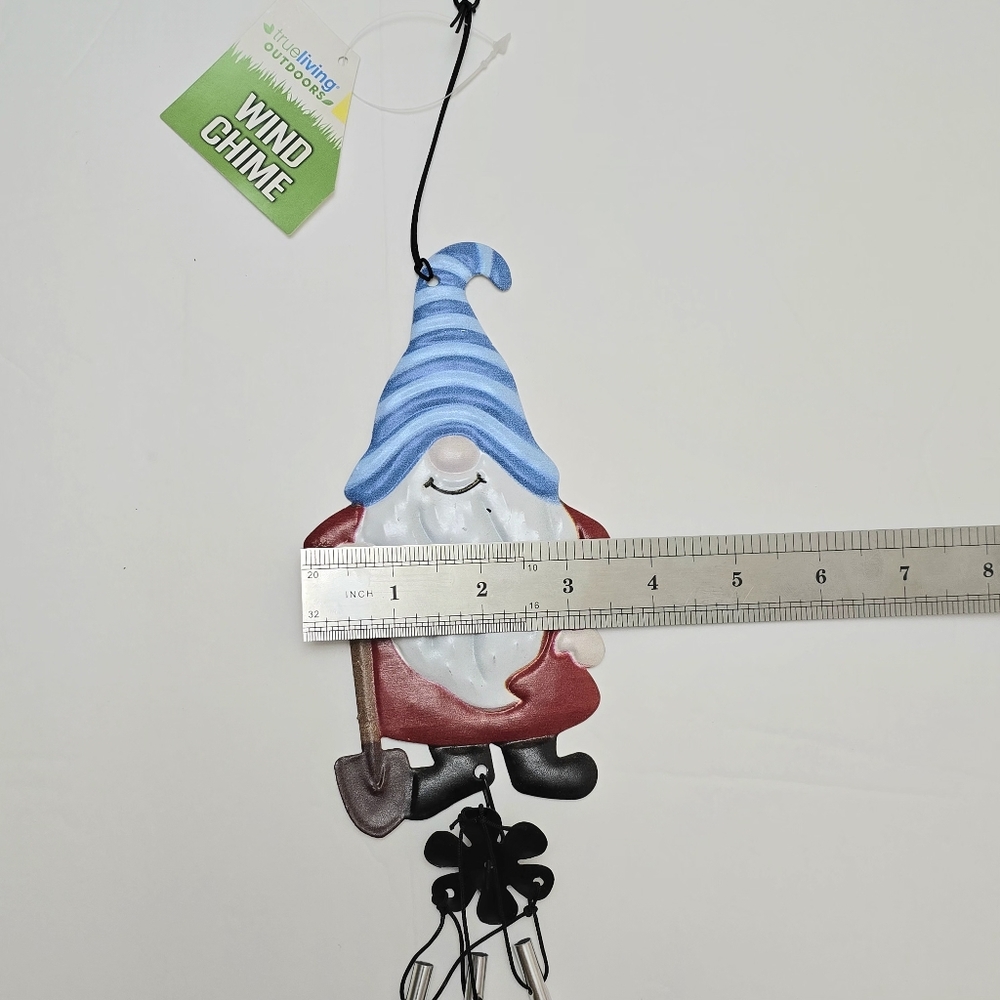 NWT Garden Gnome Wind Chime Small Metal Outdoor Indoor Rustic Decor - Picture 5 of 6